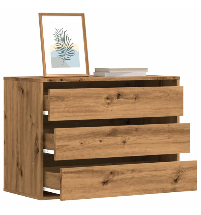 Commode d'angle chêne artisanal 80x41x58 cm bois d'ingénierie | Mobilier & Déco