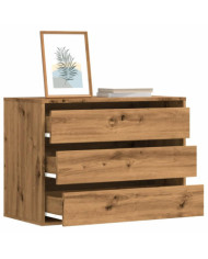 Commode d'angle chêne artisanal 80x41x58 cm bois d'ingénierie | Mobilier & Déco