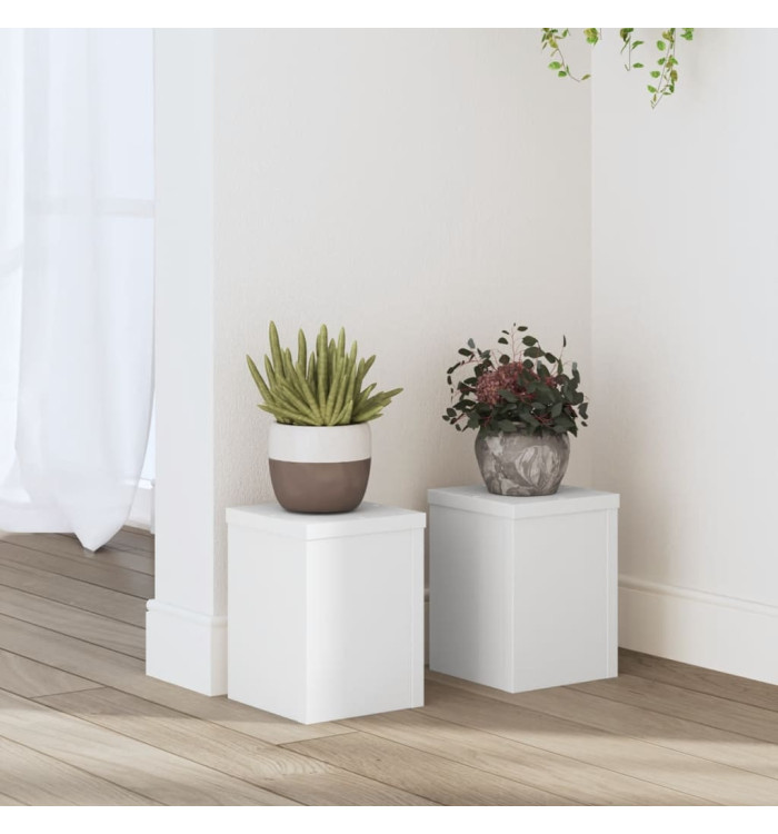 Supports pour plantes 2 pcs blanc 15x15x20 cm bois d'ingénierie | Mobilier & Déco