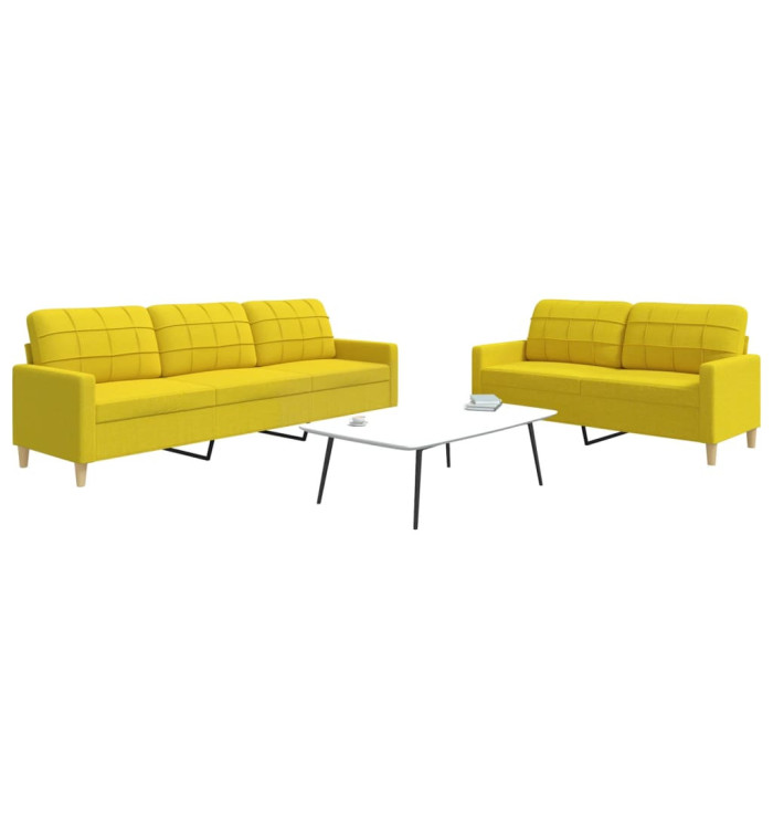 Ensemble de canapés 2 pcs jaune clair tissu | Mobilier & Déco