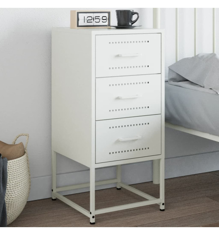 Table de chevet blanc 36x39x78 cm acier | Mobilier & Déco