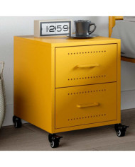 Table de chevet jaune moutarde 36x39x43,5 cm acier | Mobilier & Déco