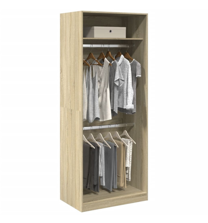 Garde-robe chêne sonoma 80x50x200 cm bois d'ingénierie | Mobilier & Déco