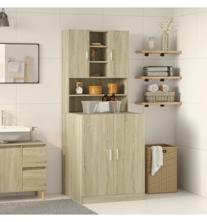 Armoires pour machine à laver 2pcs chêne sonoma bois ingénierie | Mobilier & Déco