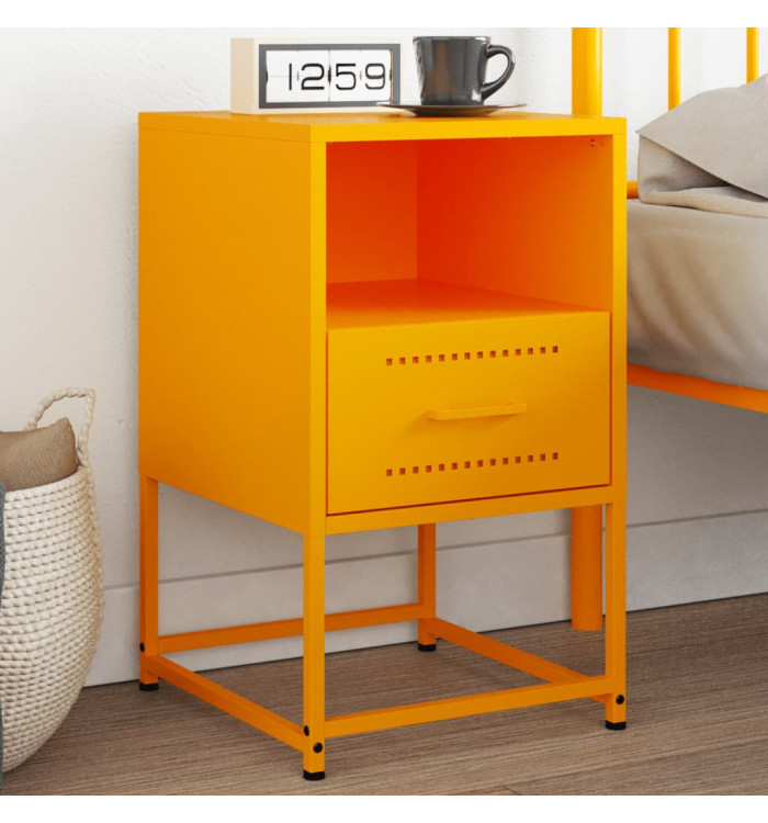 Table de chevet jaune moutarde 36x39x60,5 cm acier | Mobilier & Déco