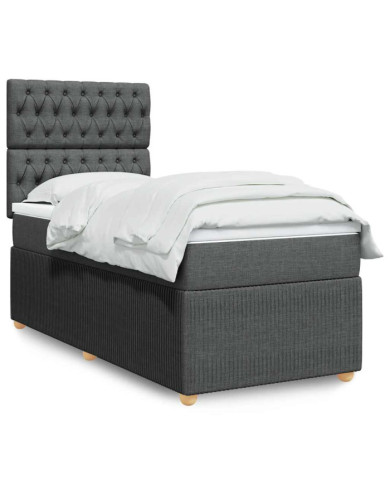 Sommier à lattes de lit et matelas Gris foncé 90x190 cm Tissu | Mobilier & Déco
