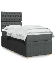 Sommier à lattes de lit et matelas Gris foncé 90x190 cm Tissu | Mobilier & Déco