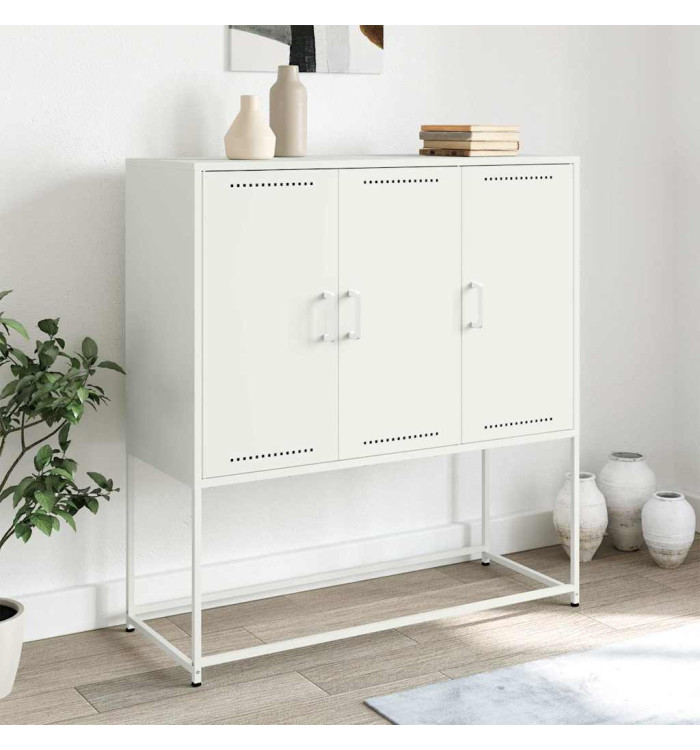 Buffet haut blanc 100,5x39x107 cm acier | Mobilier & Déco