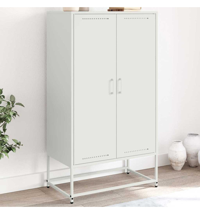 Buffet haut blanc 68,5x38,5x123,5 cm acier | Mobilier & Déco