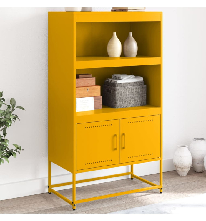 Buffet haut jaune moutarde 68,5x38,5x123,5 cm acier | Mobilier & Déco