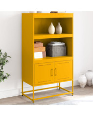 Buffet haut jaune moutarde 68,5x38,5x123,5 cm acier | Mobilier & Déco