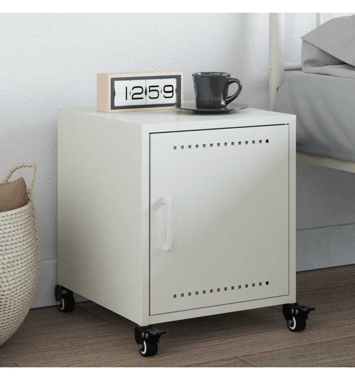 Table de chevet blanc 36x39x43,5 cm acier | Mobilier & Déco