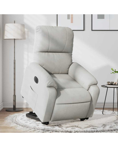 Fauteuil inclinable électrique gris clair tissu microfibre | Mobilier & Déco