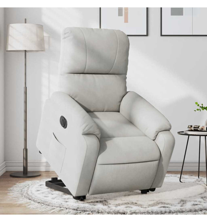 Fauteuil inclinable électrique gris clair tissu microfibre | Mobilier & Déco