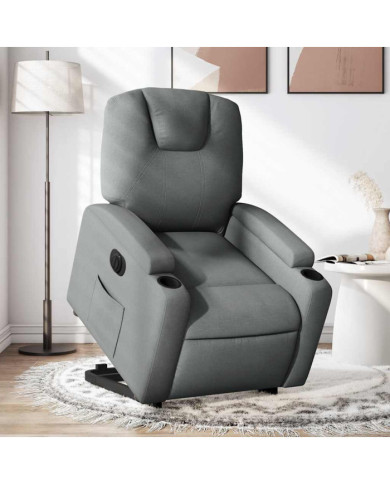 Fauteuil inclinable électrique gris foncé tissu | Mobilier & Déco