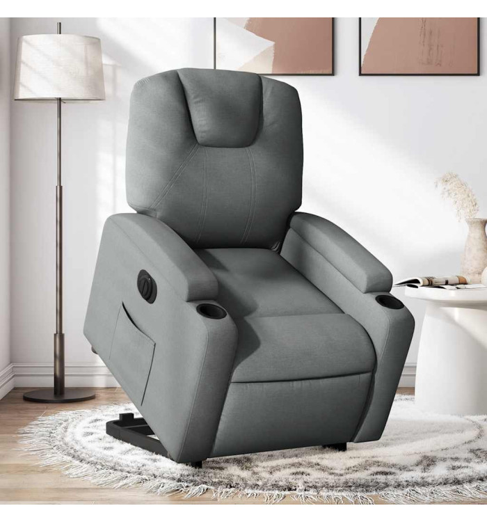 Fauteuil inclinable électrique gris foncé tissu | Mobilier & Déco
