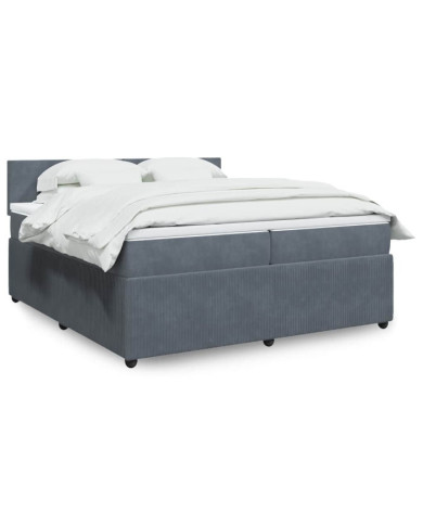 Sommier à lattes de lit et matelas Gris foncé 200x200cm Velours | Mobilier & Déco