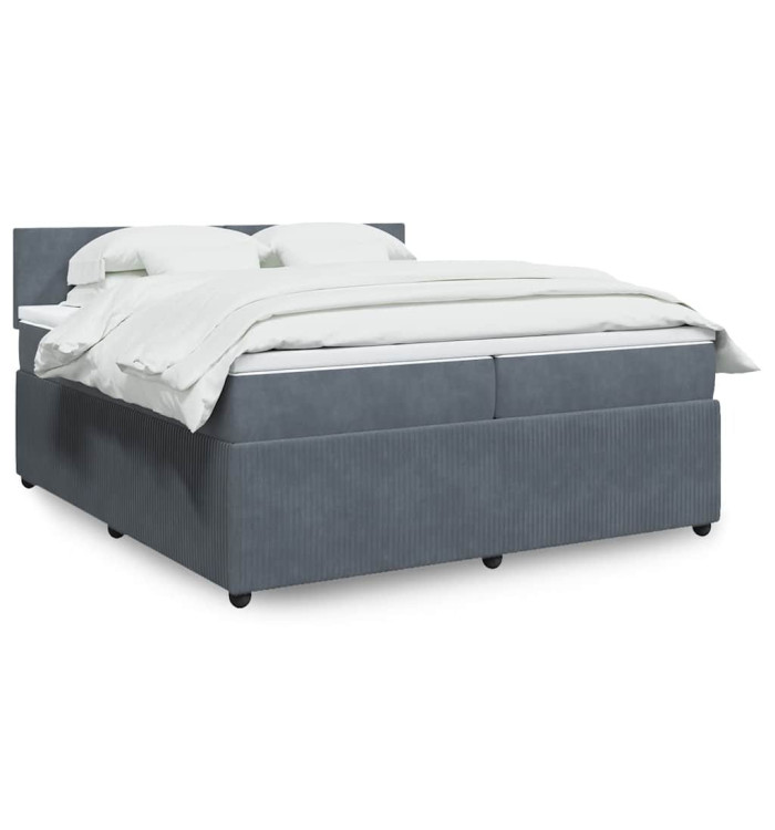 Sommier à lattes de lit et matelas Gris foncé 200x200cm Velours | Mobilier & Déco