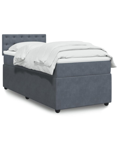 Sommier à lattes de lit et matelas Gris foncé 90x200 cm Velours | Mobilier & Déco