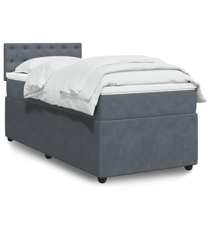 Sommier à lattes de lit et matelas Gris foncé 90x200 cm Velours | Mobilier & Déco