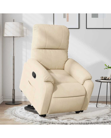 Fauteuil inclinable crème tissu microfibre | Mobilier & Déco