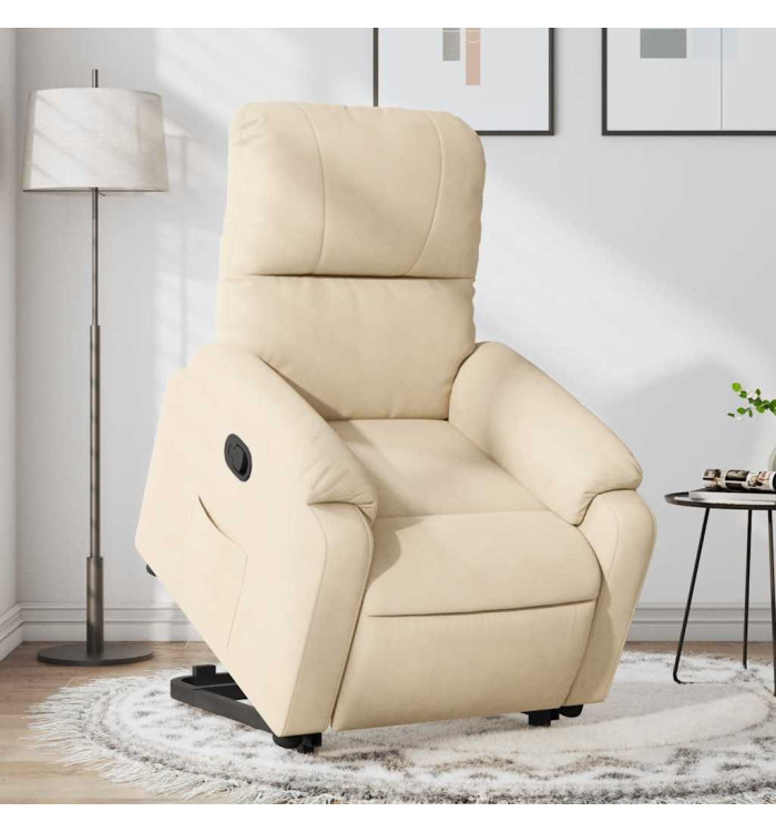 Fauteuil inclinable crème tissu microfibre | Mobilier & Déco