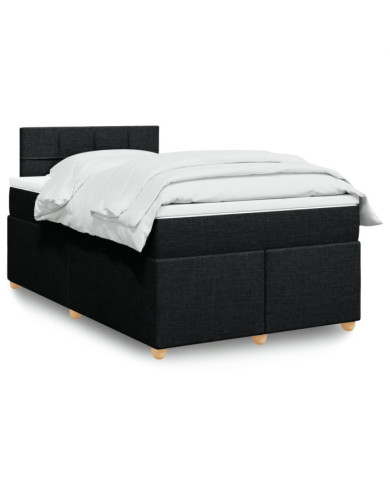 Sommier à lattes de lit avec matelas Noir 120x200 cm Tissu | Mobilier & Déco