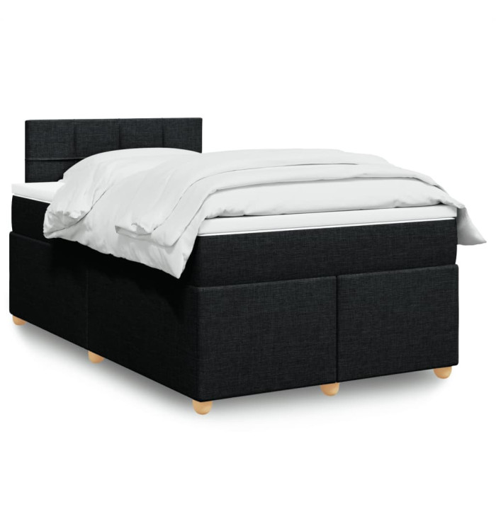Sommier à lattes de lit avec matelas Noir 120x200 cm Tissu | Mobilier & Déco