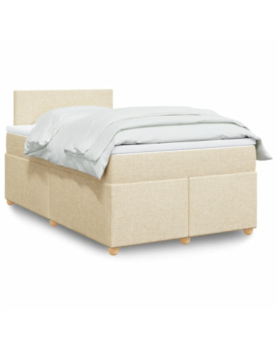 Sommier à lattes de lit avec matelas crème 120x190 cm tissu | Mobilier & Déco