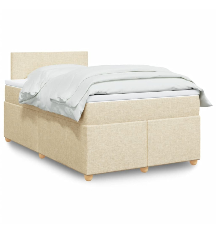 Sommier à lattes de lit avec matelas crème 120x190 cm tissu | Mobilier & Déco