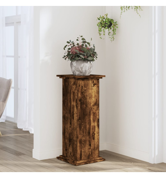 Support pour plantes chêne fumé 33x33x80 cm bois d'ingénierie | Mobilier & Déco
