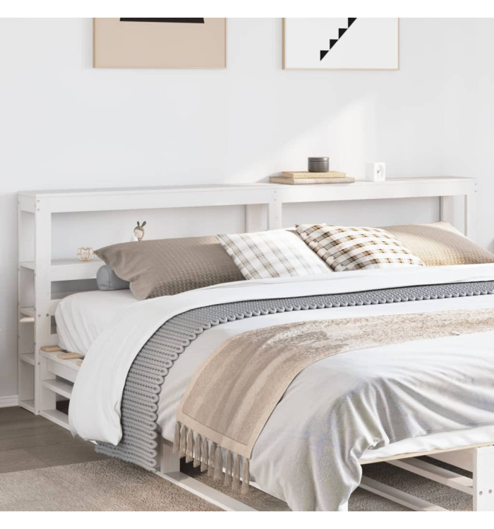 Tête de lit avec étagères blanc 200 cm bois massif de pin | Mobilier & Déco