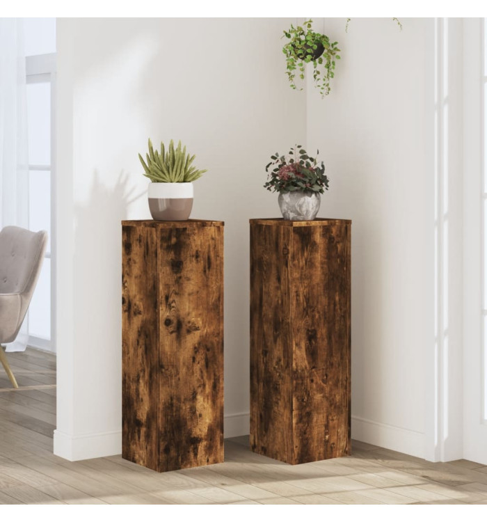 Supports pour plantes 2 pcs chêne fumé bois d'ingénierie | Mobilier & Déco