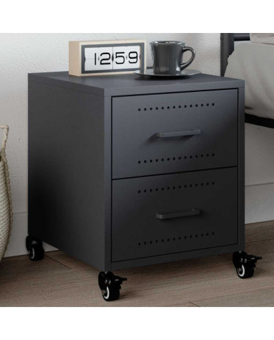 Table de chevet anthracite 36x39x43,5 cm acier | Mobilier & Déco