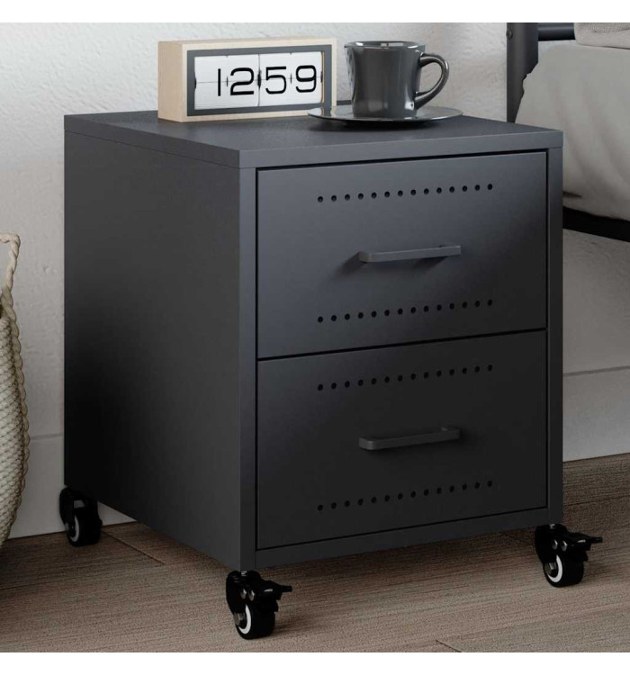 Table de chevet anthracite 36x39x43,5 cm acier | Mobilier & Déco