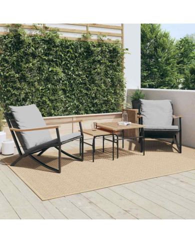 Ensemble de meubles de balcon 4 pcs avec coussins acier noir | Mobilier & Déco