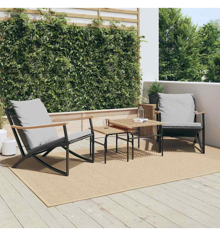 Ensemble de meubles de balcon 4 pcs avec coussins acier noir | Mobilier & Déco