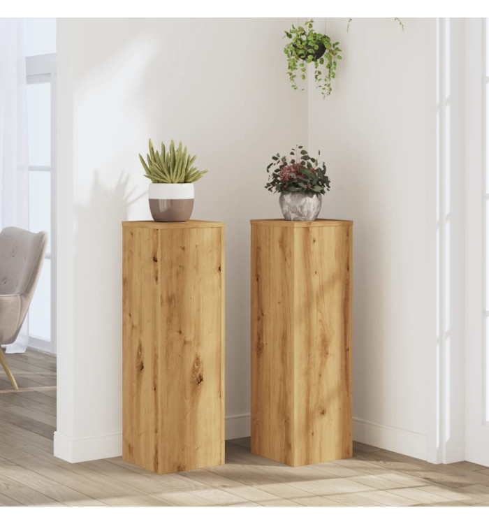 Supports pour plantes 2 pcs chêne artisanal bois d'ingénierie | Mobilier & Déco