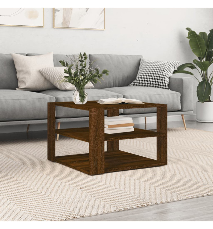 Table basse chêne marron 59,5x59,5x40 cm bois d'ingénierie | Mobilier & Déco