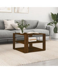 Table basse chêne marron 59,5x59,5x40 cm bois d'ingénierie | Mobilier & Déco
