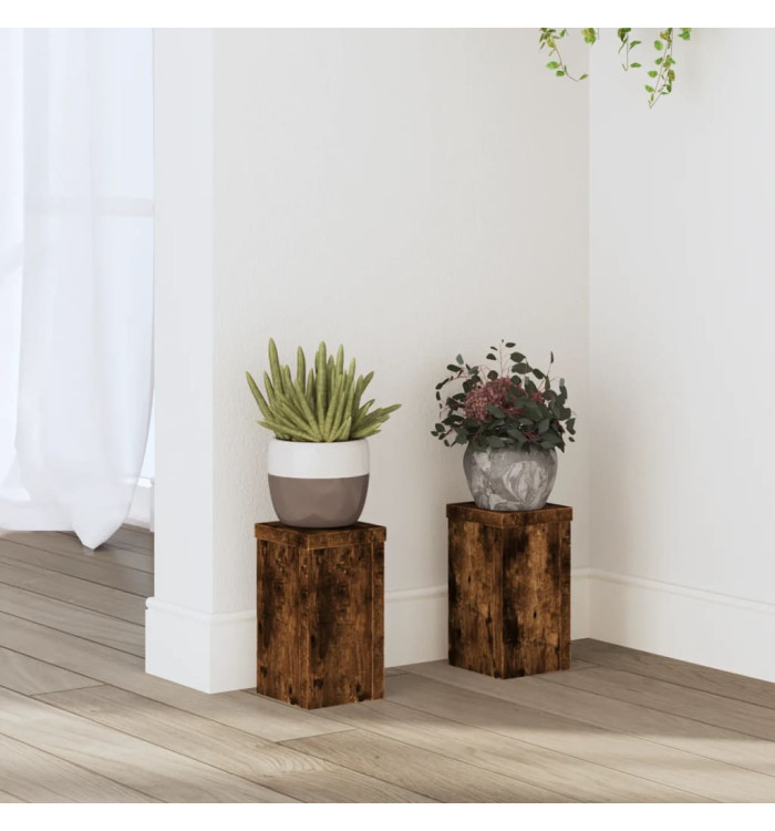 Supports pour plantes 2 pcs chêne fumé bois d'ingénierie | Mobilier & Déco