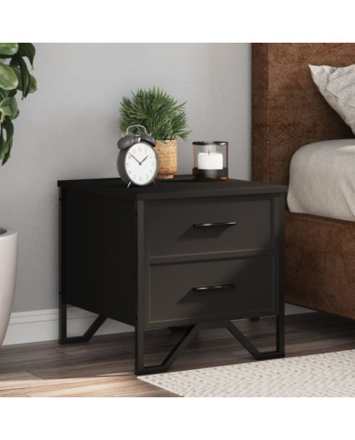 Table de chevet noir 40x41x40 cm bois d’ingénierie | Mobilier & Déco