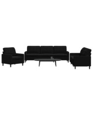 Ensemble de canapés 3 pcs avec coussins Noir Velours | Mobilier & Déco