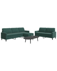 Ensemble de canapés 3 pcs avec coussins Vert foncé Velours | Mobilier & Déco