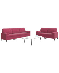 Ensemble de canapés 2 pcs avec coussins et traversins velours | Mobilier & Déco