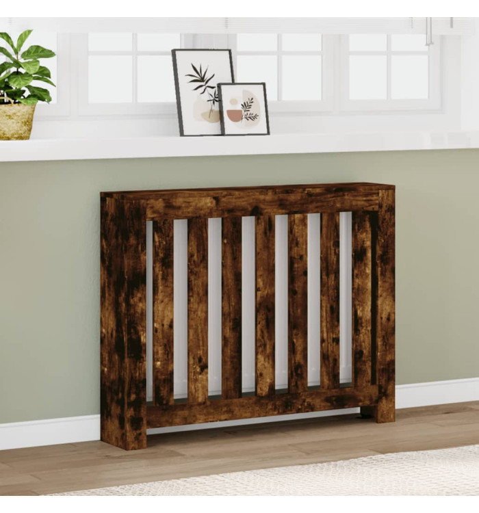 Cache-radiateur chêne fumé 104x20x82 cm bois d'ingénierie | Mobilier & Déco
