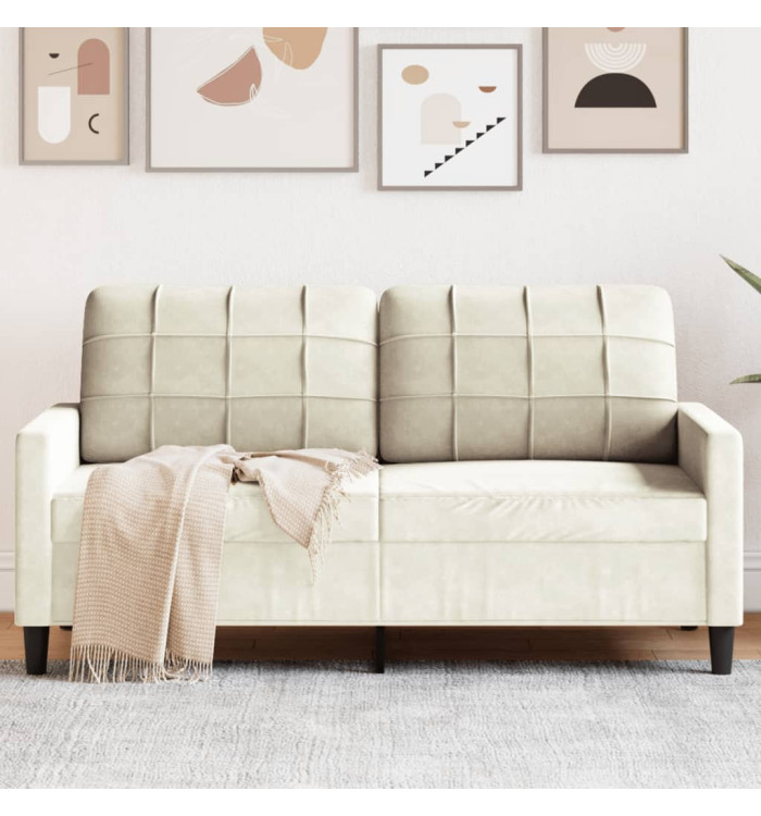 Canapé à 2 places Crème 140 cm Velours | Mobilier & Déco