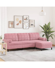 Canapé à 3 places avec repose-pieds Rose 210 cm Velours | Mobilier & Déco