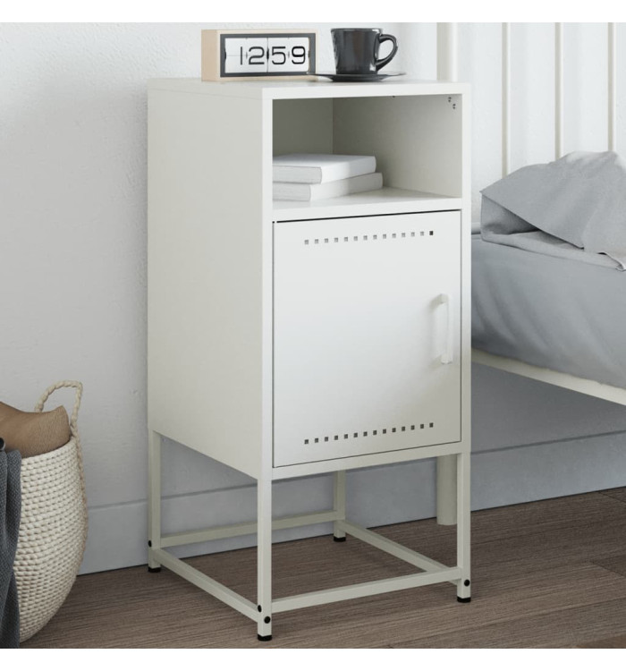 Table de chevet blanc 36x39x78 cm acier | Mobilier & Déco