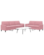 Ensemble de canapés 2 pcs avec coussins Rose Velours | Mobilier & Déco